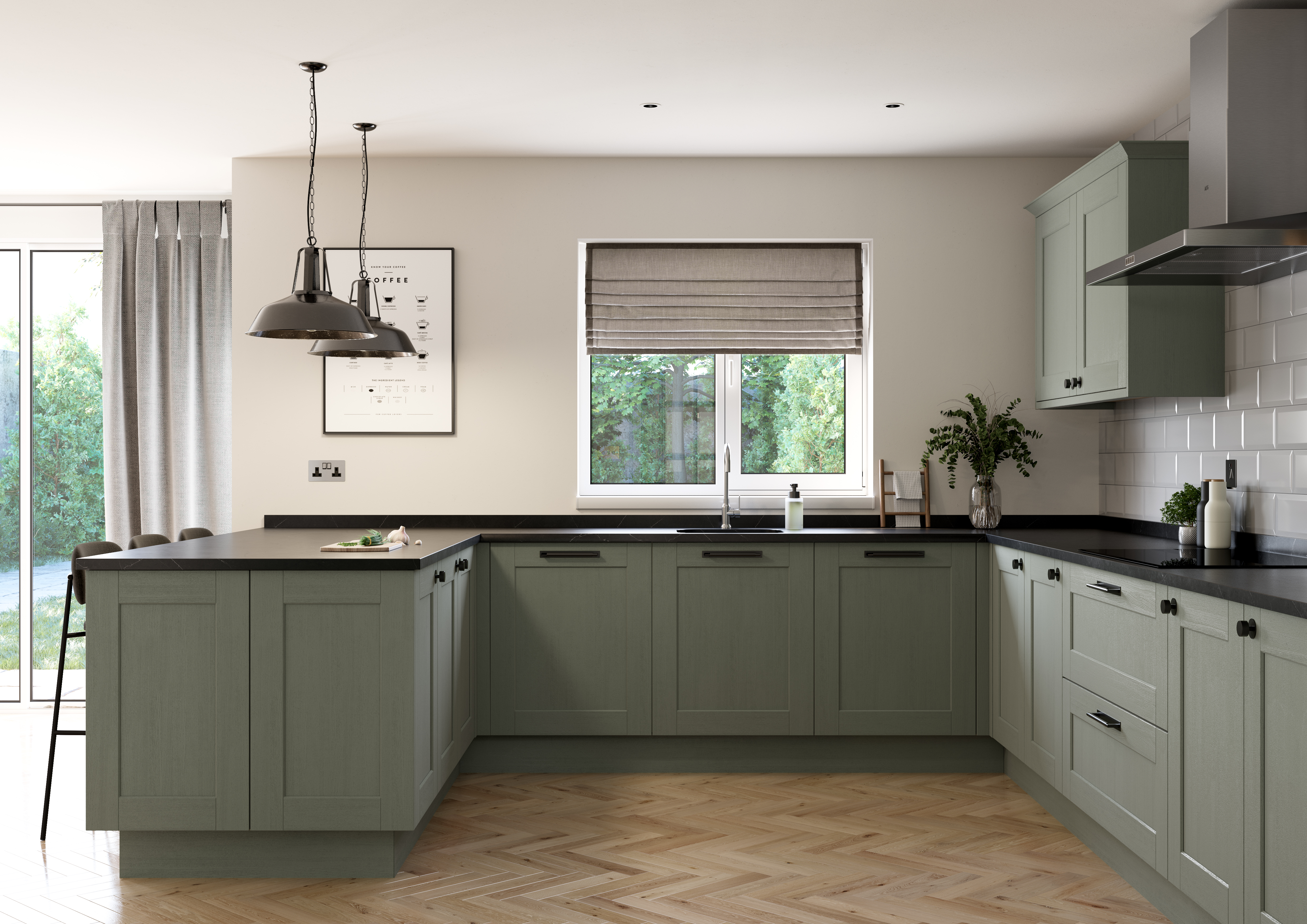 Belsay Foiled Reed Green