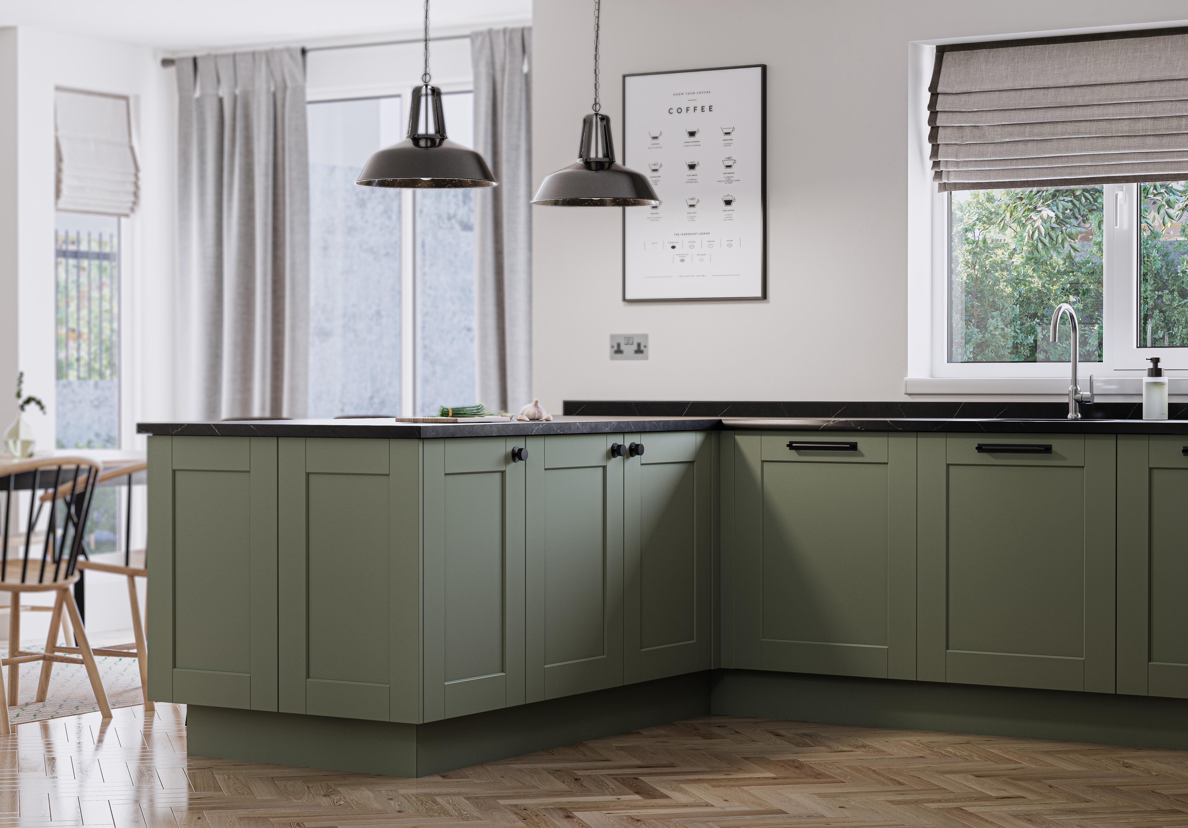 Belsay Smooth Reed Green View 10