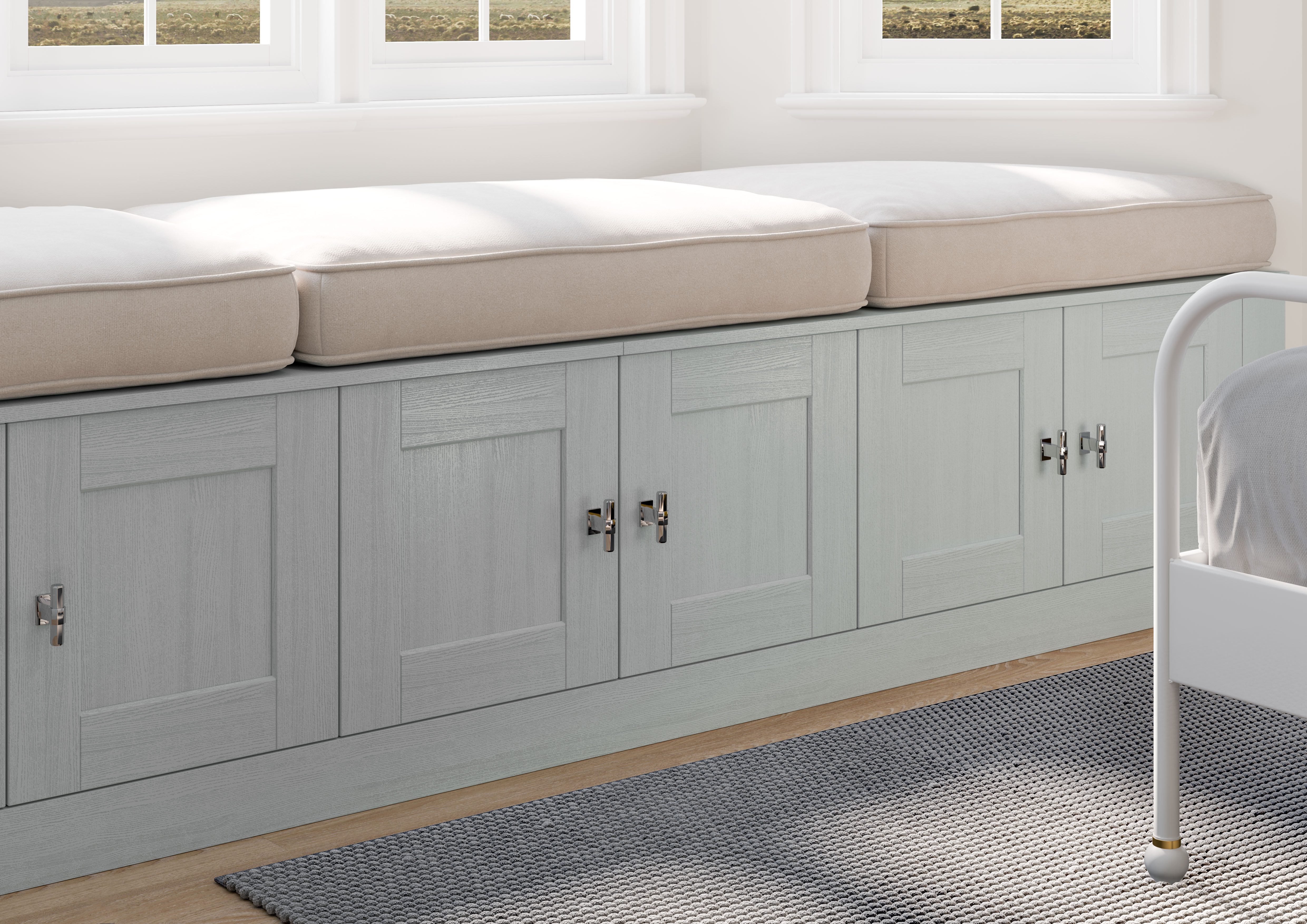 Belsay 2 Panel Ives Blue Window Cab