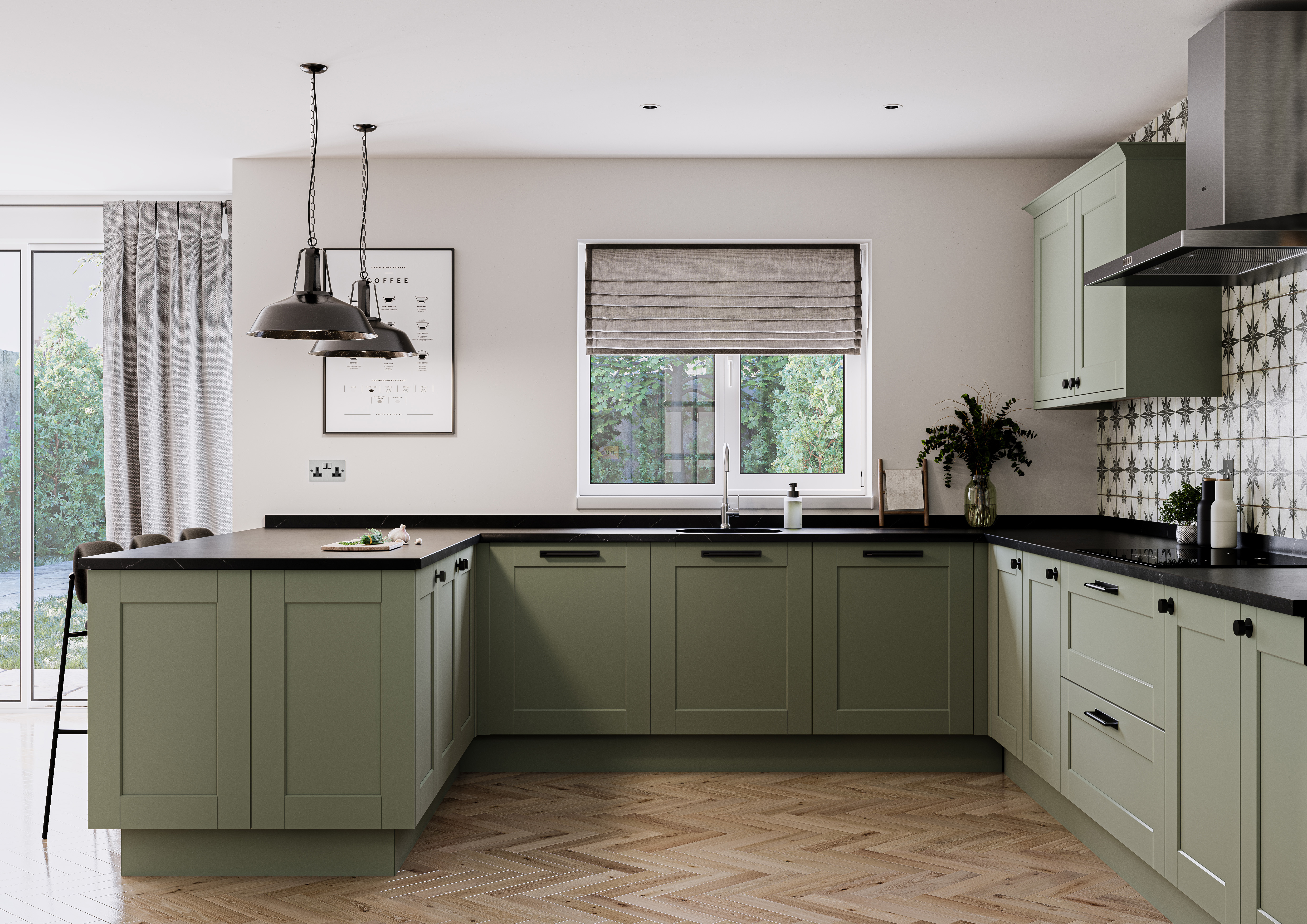Belsay Smooth Reed Green View 07